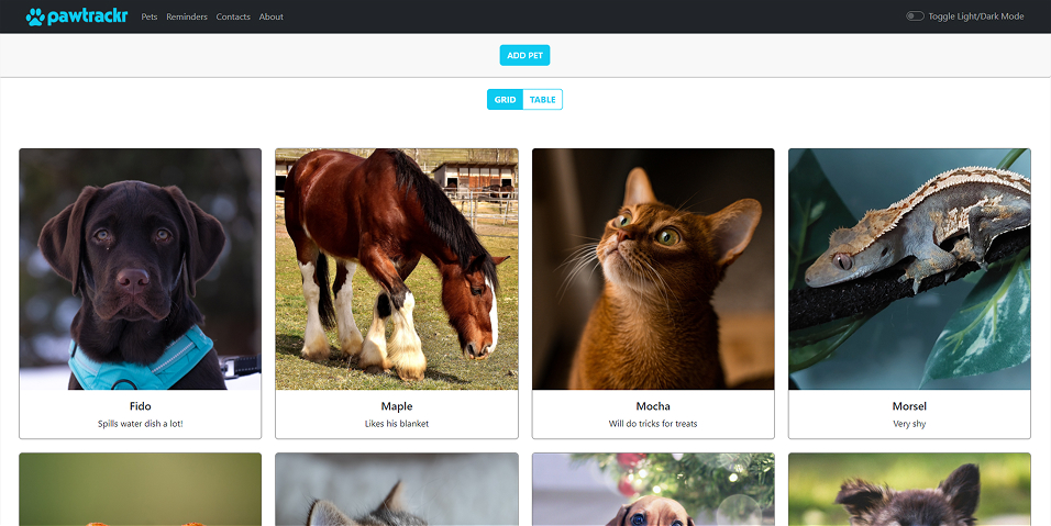 PawTrackr Project Screenshot
